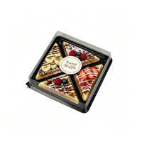 Boîte d'emballage individuelle pour toast triangulaire, recyclable en PET, vente en gros, boîte à gâteau en plastique pour 2/4 tranches de gaufres avec couvercle transparent