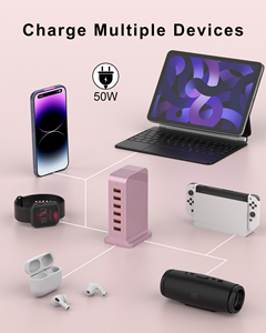 Chargeur USB 6 ports 5V/3A pour voyage, 50W, 6 USB-A, vente en gros d'usine, OEM/ODM, pour smartphone - Product Image 4