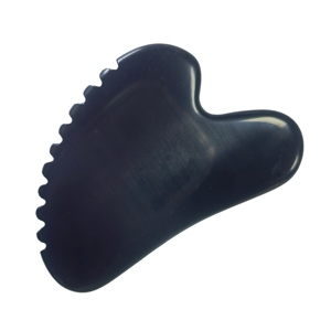 Planche de massage facial en obsidienne naturelle avec bord dentelé, pierre de gua sha en jade pour le visage - Product Image 2