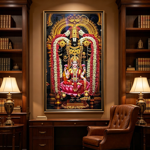 Wholesale Custom <b>Framed</b> Wall Art Lord Venkateswara Lakshmi Hindu Goddess Print Puja LED Crystal Porcelain <b>painting</b> Home Decor - Product Image 5