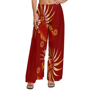 Nieuwe Polynesische Gedrukt Vrouwen Wijde Pijpen Broek Tapa Island Ontwerp Vrouwen Kleding Dames Losse Broek Sarong Wrap Tie Broek