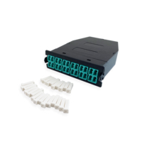 MTP MPO modul kaset MPO serat optik MTP MPO ke LC modul kaset serat MPO/MTP Lgx kotak dengan Panel Patch