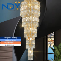 ODM/OEM Nouveau Creative Hôtel Hall Escalier De Luxe K9 Cristal Suspension Lampe Haute Qualité Corps En Acier Inoxydable Led lustre Lumière