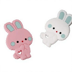 Mordedor de Silicona Suave y Adorable con Forma de Conejito, Seguro para Bebés, Juguete Masticable de Grado Alimenticio para la Dentición - Product Image 1