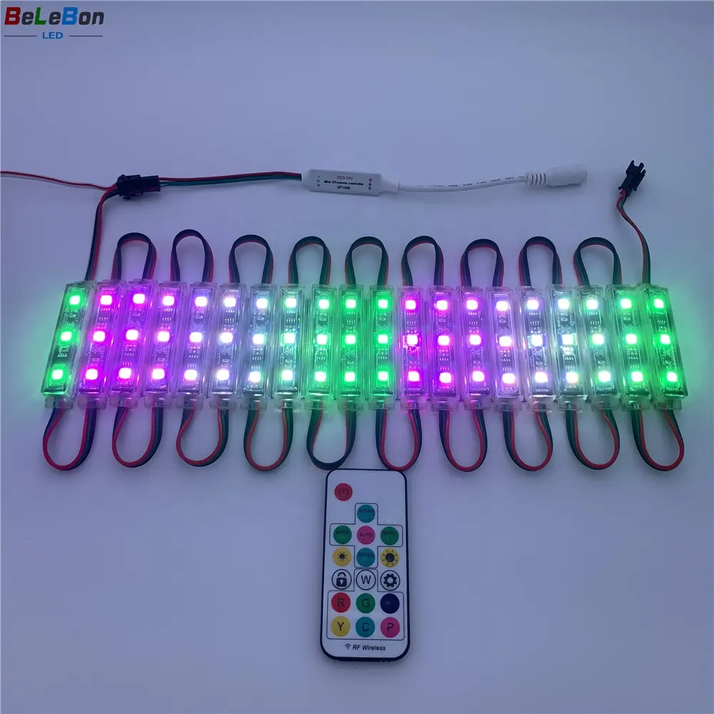 DC12V Outdoor IP68 Tahan Air RGB Full Mengejar Warna Led Toko Bangunan Depan Bingkai Jendela Modul Lampu dengan Remote Controller