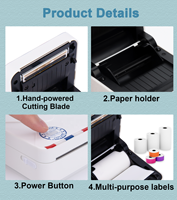 Imprimante thermique portable mini Phomemo M02S, imprimante de poche pour photos et étiquettes de Noël, compatible iOS, certifiée ROHS, imprimante de bureau portable pour autocollants
