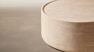 Mesa de Centro Redonda de Piedra Travertino Natural Premium, Tallada a Mano, Escultórica, de Piedra Sólida, Muebles de Exterior para una Decoración Única del Jardín - Product Image 3