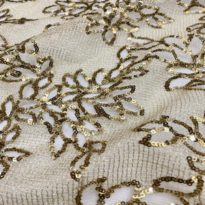 Tissu à paillettes tissé avec dentelle nigériane tricotée à motif brodé pour vêtements pour la mode africaine - Product Image 2