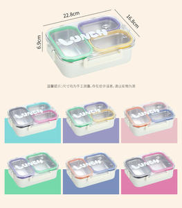 Bencircle B274 3 Compartment Stainless Steel Bento Lunch <b>Box</b> Leakproof Kids Food <b>Storage</b> Container With Silicone Seal Lid - Product Image 4