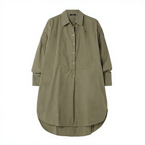 Custom Casual Clothes <b>Women</b> Linen Solid Color Drop Shoulder Long Sleeves <b>Button</b> <b>up</b> Loose Oversized <b>Shirt</b> - Product Image 1