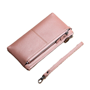 Borsa da <span class=keywords><strong>Donna</strong></span> di Design con Cerniera in Vera Pelle <span class=keywords><strong>Rosa</strong></span>, Pochette da Polso, Mini Borsetta e Portafogli Lunghi per Signore - Product Image 2