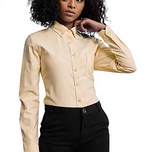 Camisa Oxford de Manga Larga para Mujer, Corte Clásico, Uniforme de Oficina para Otoño, 100% Algodón, Cuello con Botones - Product Image 3