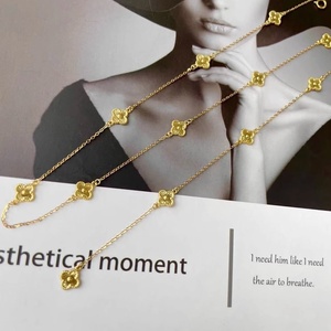 Joyería de Oro de 18K Collar de Oro Sólido al Por Mayor Marcas Que No Se Deslustran Collar con Colgante de Trébol de Cuatro Hojas para Joyería de Mujer - Product Image 2