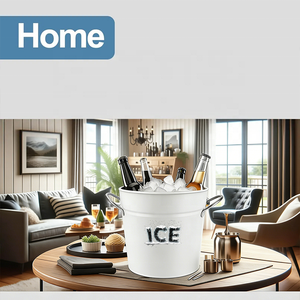 Bộ làm mát rượu bằng kim loại trắng phong cách cổ điển, phụ kiện phục vụ tiệc tùng, xô đá mạ kẽm kèm muỗng và nắp đậy cho mùa hè - Product Image 6