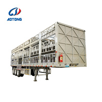 Semi-remorque OEM pour le transport d'animaux, 3 essieux, 60 tonnes, triple pont, rampe amovible, mangeoire, ventilateur d'extraction pour chevaux