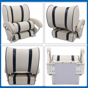 Boat Seat Adjustable Back Passenger Chair With Contrast Stripes For <b>Yacht</b> And Speedboat Use - Product Image 4