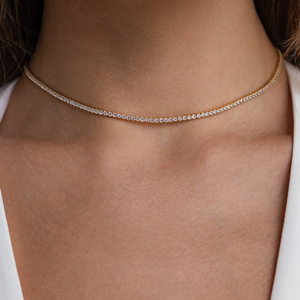 Collar de Tenis EManco de Acero Inoxidable Chapado en Oro, <span class=keywords><strong>Accesorios</strong></span> Cortos de Alta Calidad al <span class=keywords><strong>por</strong></span> Mayor - Product Image 3