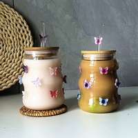 Gobelet en verre borosilicate hautement résistant, design créatif, avec couvercle en bambou, édition rentrée scolaire, soufflé à la main, très attrayant