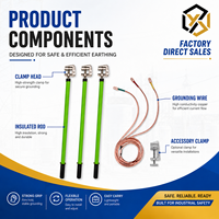 Kit de mise à la terre et de protection contre les courts-circuits portable LC-JDX avec câbles en cuivre, tiges isolées et pinces conductrices
