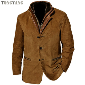 TONGYANG Retro Lapel Men's <strong>Coat</strong> Autumn and Winter Men's Casual Classic Button <strong>Coat</strong> Fashion Slim England <strong>Zipper</strong> Men's <strong>Coat</strong> - Product Image 5