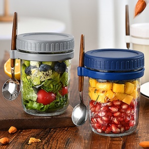 Rò rỉ bằng chứng qua đêm yến mạch <span class=keywords><strong>container</strong></span> ngũ cốc để đi cốc thủy tinh có nắp đậy và thìa - Product Image 3