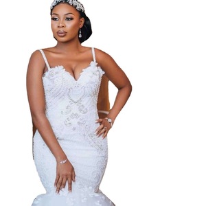 White Halter Sleeveless Mermaid Wedding Dress With Backless Design For Brides 2026 Style - Product Image 5