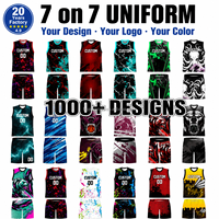 Seragam FQ Custom 7 on 7 dengan Jersey Leher Bulat dan Celana Pendek Desain Paint Splash, Seragam Sepak Bola 7 on 7 Custom untuk Pakaian Tim