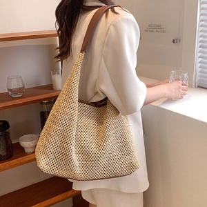 Nouveau style de sac fourre-tout en <span class=keywords><strong>osier</strong></span> rétro, <span class=keywords><strong>grand</strong></span> sac à bandoulière unique pour femmes, sac de plage de vacances d'été décontracté et spacieux - Product Image 2
