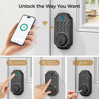 Serrure de porte intelligente Arpha D280W Wifi Tuya App, contrôle à distance, empreinte digitale, mot de passe, entrée sans clé, pour porte en bois intérieure/extérieure, USA
