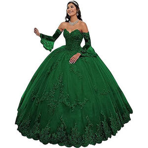 Vestidos De Quinceañera Rosa 3D flor encaje <span class=keywords><strong>vestido</strong></span> De baile desfile fiesta dulce 15 16 vestidos con manga Vestidos De Fiesta - Product Image 4