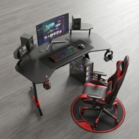 Wholesale Wooden Gaming Computer Desk with Large Desktop Dual Shelves Cup Holder & Extendable Design
