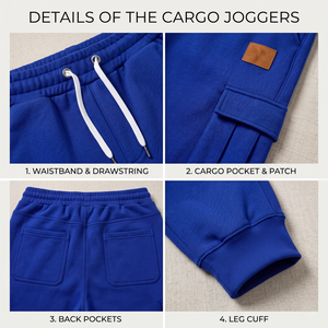 Pantalones Deportivos Cargo Azules para Hombre, Personalizados OEM, con Cordón Ajustable, Múltiples Bolsillos, Modelo TKAN151D, Venta al Por Mayor - Product Image 3