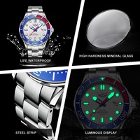 Montre-bracelet à quartz sport étanche pour homme LG8936 avec logo personnalisé OEM, lunette rotative, bracelet en acier inoxydable et silicone, simple + boîte