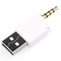 Connecteur blanc de chargeur de synchronisation de données USB 2.0 mâle à 3.5mm mâle pour iPod Shuffle 2e 3e