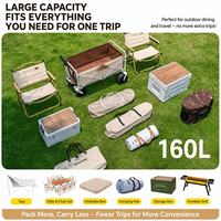 Chariot de camping pliable avec plateau de table, cadre en acier, plusieurs tailles - Chariot utilitaire robuste pour pique-nique, plage, jardin, marché