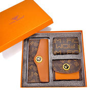 Set Dompet Kartu Wanita Tiga Bagian Bahan PU 2025, Kotak Hadiah Tiga Bagian yang Indah
