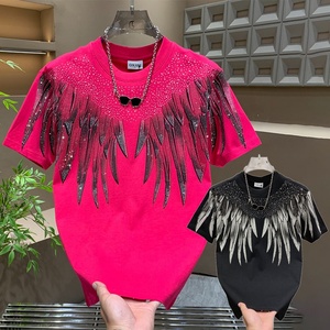 Artı boyutu erkek taklidi T Shirt Bling grafik Tees kentsel <span class=keywords><strong>Streetwear</strong></span> Glitter estetik yaz kısa kollu gömlek Tops - Product Image 1