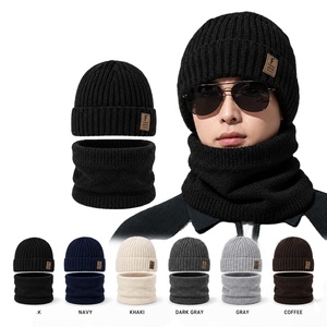 Winter Knit Beanie and Neck Warmer Set Warm Neck Gaiter Ribbed Stretch Fit Breathable for Men Women Outdoor Travel - Product Image 1