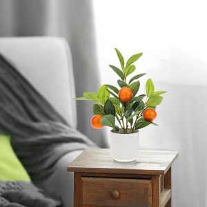 Planta naranja artificial en maceta de 14,5 pulgadas, bonsái de árbol de naranja de fruta sintética pequeña con maceta blanca, centro de mesa, estilo de granja - Product Image 2