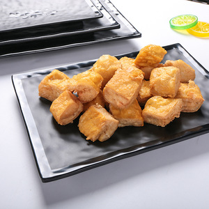 <b>Black</b> Melamine Dinnerware Set Rectangular <b>Plate</b> Durable Hotel Food Use - Product Image 4