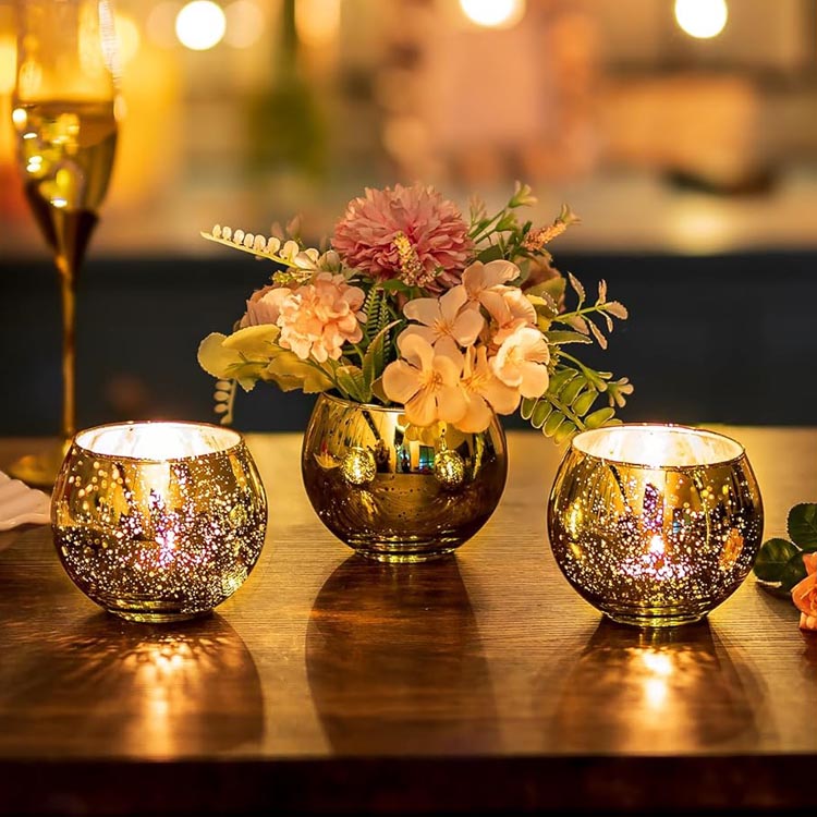 Set di 3 vasi di fiori in vetro con motivo boho, rotondi, rosa, blush e oro, decorazione da tavolo vintage, boho, compleanno, festa di compleanno, decorazione per la casa, decorazione floreale