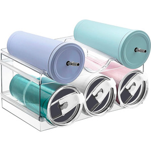 Organizzatore per Bottiglie da Frigorifero in Plastica Acrilica Impilabile <span class=keywords><strong>Portabottiglie</strong></span> Trasparente per Vino per Armadi e Dispense - Product Image 1