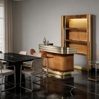 Meuble à vin de luxe italien, design moderne, comptoir de bar en acier inoxydable 304 pour villa et manoir, pièce maîtresse