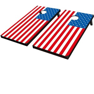 Portable Folding <b>Wooden</b> Cornhole Board American Flag Design Outdoor <b>Game</b> Set for Adults and Kids 24x48 Inch - Product Image 5