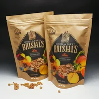 Emballage de collation refermable en PET avec fermeture éclair Sac à popcorn avec fenêtre pour les collations gonflées pour le lait Nourriture pour animaux de compagnie Gelée Nouilles Salade