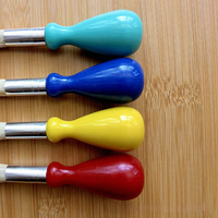 Pincel de pintura de Cerdas de cerdo de madera y nailon con mango de bola de plástico de 10CM para niños, pincel de acuarela y aceite de arte DIY