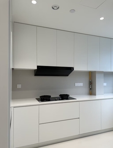 Meubles sur mesure haut de gamme et abordables au design moderne, armoires de <span class=keywords><strong>cuisine</strong></span> en mélamine blanches en forme de L, petites et complètes, provenant de Chine - Product Image 2