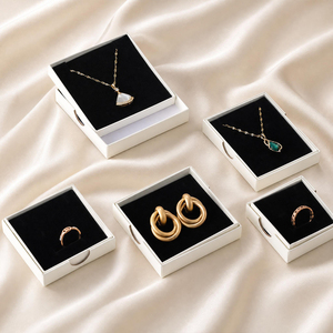 Boîte à bijoux de luxe ultra-fine de 1,5 cm pour colliers et boucles d'oreilles, emballage en gros, logo personnalisé - Product Image 4