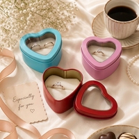 Caja de Joyería Ecológica Reciclable con Ventana en Forma de Corazón, MOQ Bajo, Logotipo Personalizable, Estuche Metálico Premium para Anillos de Boda
