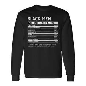 T-shirt à manches longues avec informations nutritionnelles pour hommes noirs, Melanin Black History Month - Product Image 1